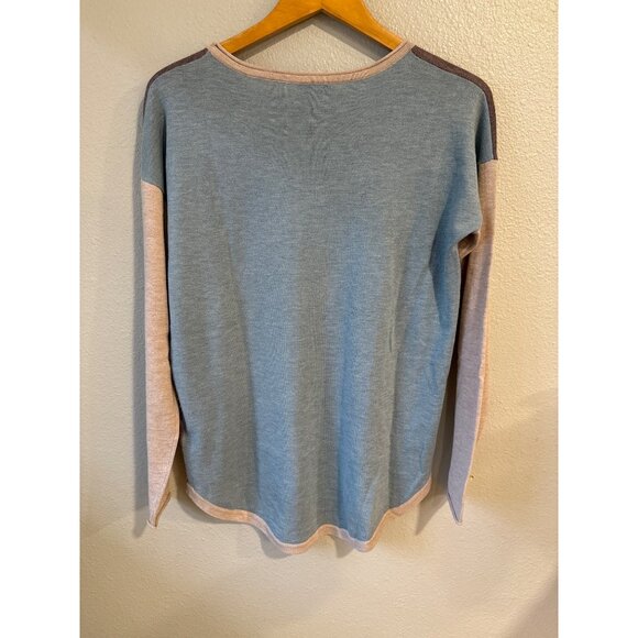 Smartwool Women's Long Sleeve Colorblock Top M Purple & Beige Wool Blend - Picture 4 of 7